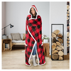 Wearable Hooded Throw Blanket Buffalo Plaid, 52" x 72" (2 Color Options) - Ships Quick!