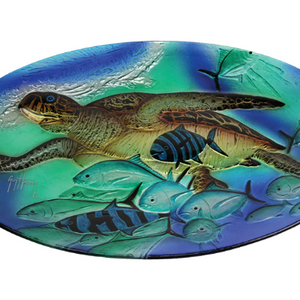 Sea Turtle Glass Tray Display 20in x 14in by Guy Harvey - Ships Quick!