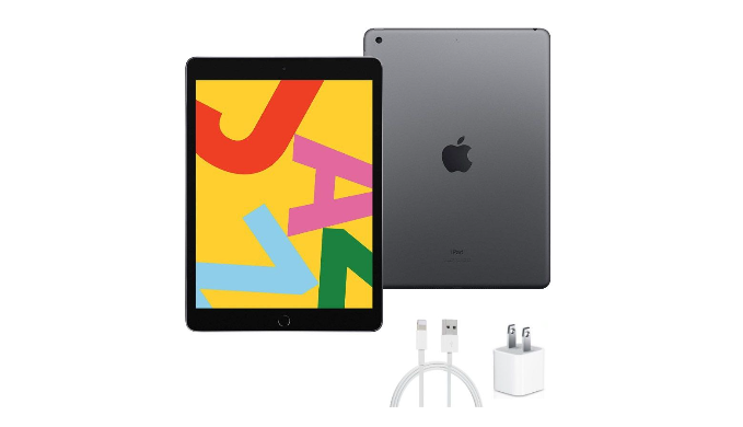 iPad 7 32GB 4G + Cellular Unlocked Bundle with Tempered Glass, Case & Charger (Refurbished) - Ships Quick!