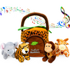 PRICE DROP: Hoovy 5-Piece Plush Jungle Animal Sounds Toy Set with Carrier | Stuffed Monkey, Giraffe, Tiger & Elephant - Ships Quick!