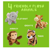 PRICE DROP: Hoovy 5-Piece Plush Jungle Animal Sounds Toy Set with Carrier | Stuffed Monkey, Giraffe, Tiger & Elephant - Ships Quick!