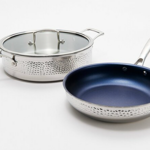 Blue Jean Chef 3-Pc Hammered Tri-Ply Stainless Steel Cookware Set