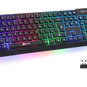 KLIM Chroma Rechargeable Wireless Gaming Keyboard + Quiet, Waterproof, Silent Backlit Keys (2021 Version - Like New/Open Box) - Ships Quick!