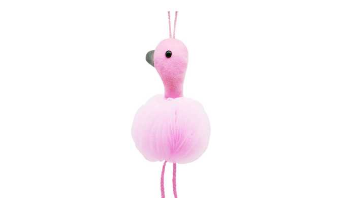 2 or 4 Pack: Large 12 Inch Pink Plush Flamingo Bath and Shower Full Bodied Loofahs - Ships Quick!