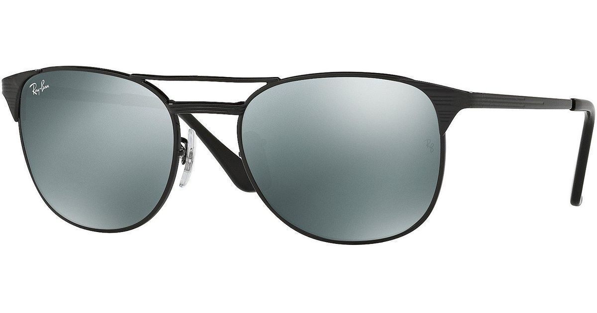 Ray-Ban Signet Black Silver Mirror Sunglasses (RB3429M 002/58 55mm)