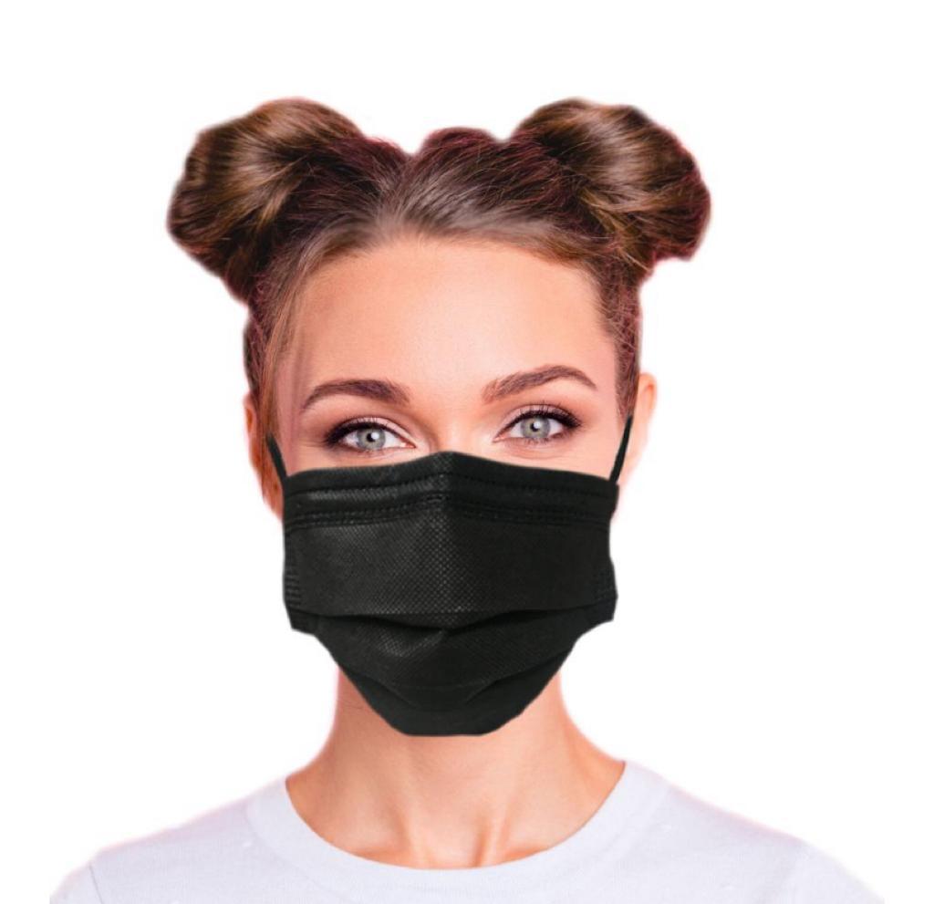 BLACK Premium Quality Comfort 3-Layer Face Masks - Ships from US Warehouse!