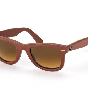 Ray-Ban Wayfarer Leather Brown Sunglasses (RB2140QM 1169/85 50mm)
